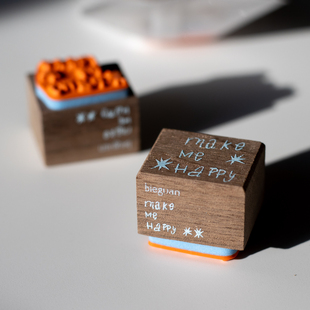 别管印章 make me happy手帐盖印素材打底装饰拼贴台产胡桃木可盘