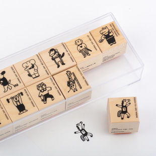 别管印章 动物日系列马熊青蛙小狗河马长颈鹿手帐素材角标装饰