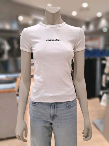 CKJeans26 新女刺绣圆领纯色修身短袖 47G816G