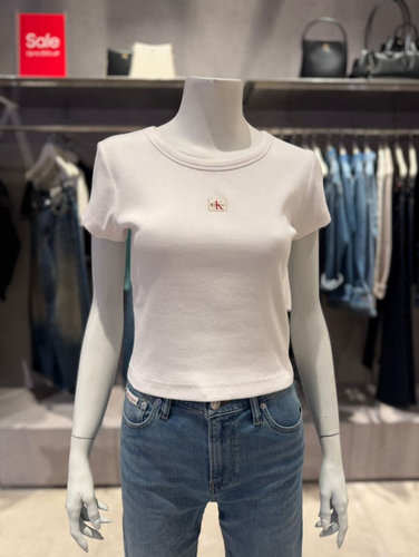 CKJeans 韩国专柜正品 26 春圆领小标修身简约弹力短袖 47C200G