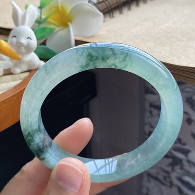 5.16批4449号57.4-12-8.8冰飘花果冻镯！意境天成的山水画！