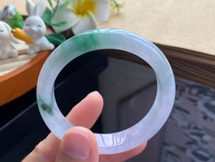 5.21批4646号51.1-11.6-7.2深翠飘花镯！青色飘花很浓郁清秀！