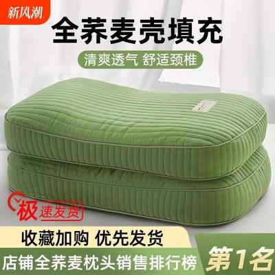 全荞麦皮壳枕头护颈椎助睡眠决明子枕芯硬整头成人男护颈枕小高枕