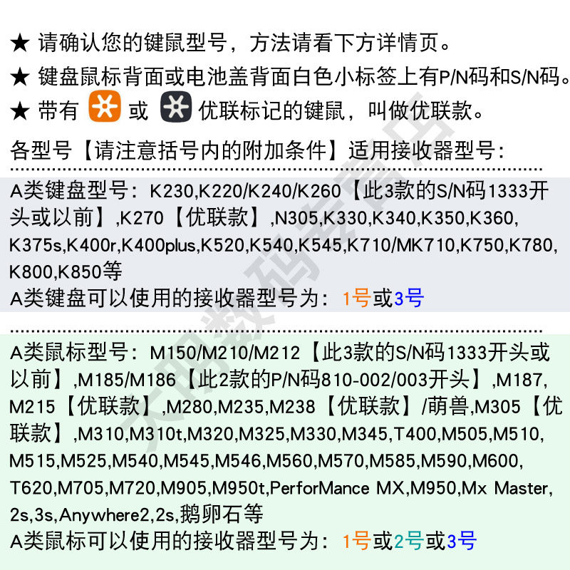 LOGITECH WIRELESS MOUSE RECEIVER UUD KEYBOARD MK275 K260 240 220 K270 M185 UNIVERSAL