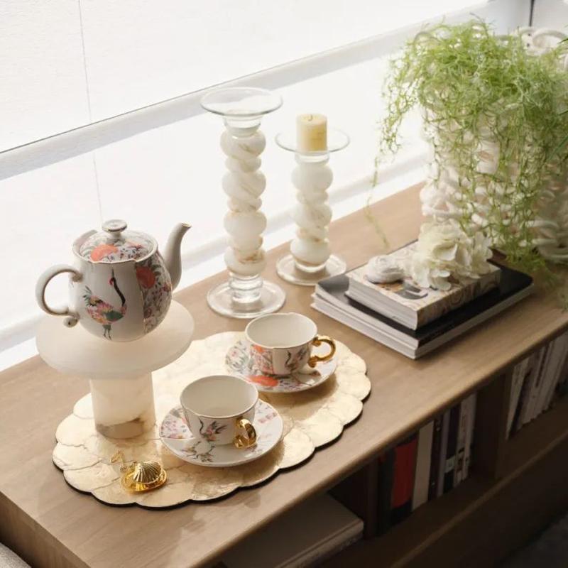 中古美学咖啡具套装手工琉璃烛台