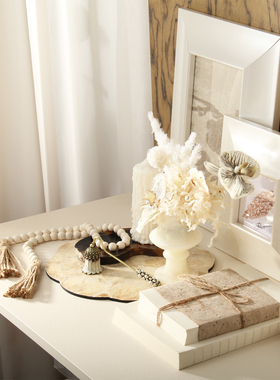 法式奶油风相框花艺首饰托盘摆件