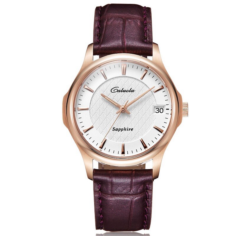 卡罗莱女表正品防水女士手表情侣机械表时尚日历皮带菱形中性男表