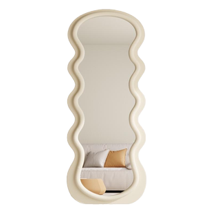 全身镜落地镜家用网红波浪卧室异形镜子法式复古女生试衣穿衣镜