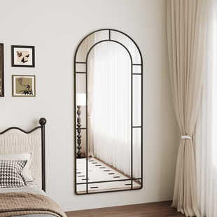 法式复古全身镜客厅入户玄关镜子可挂可立网红家用拱形落地镜定制