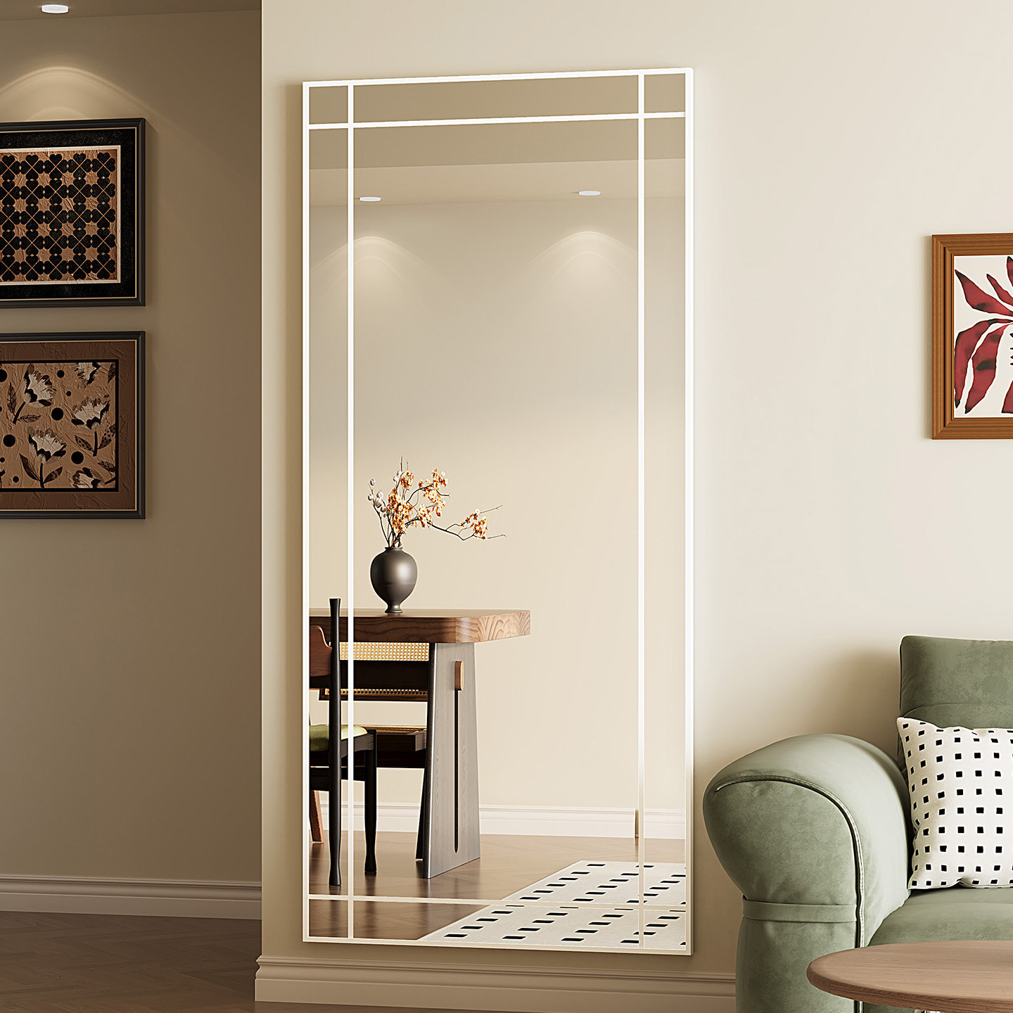 镜子挂墙定制法式奶油风装饰全身镜不占空间试衣镜贴墙家用客厅镜,住宅家具,穿衣镜,淘宝优惠券,粉丝福利购,淘宝优惠卷