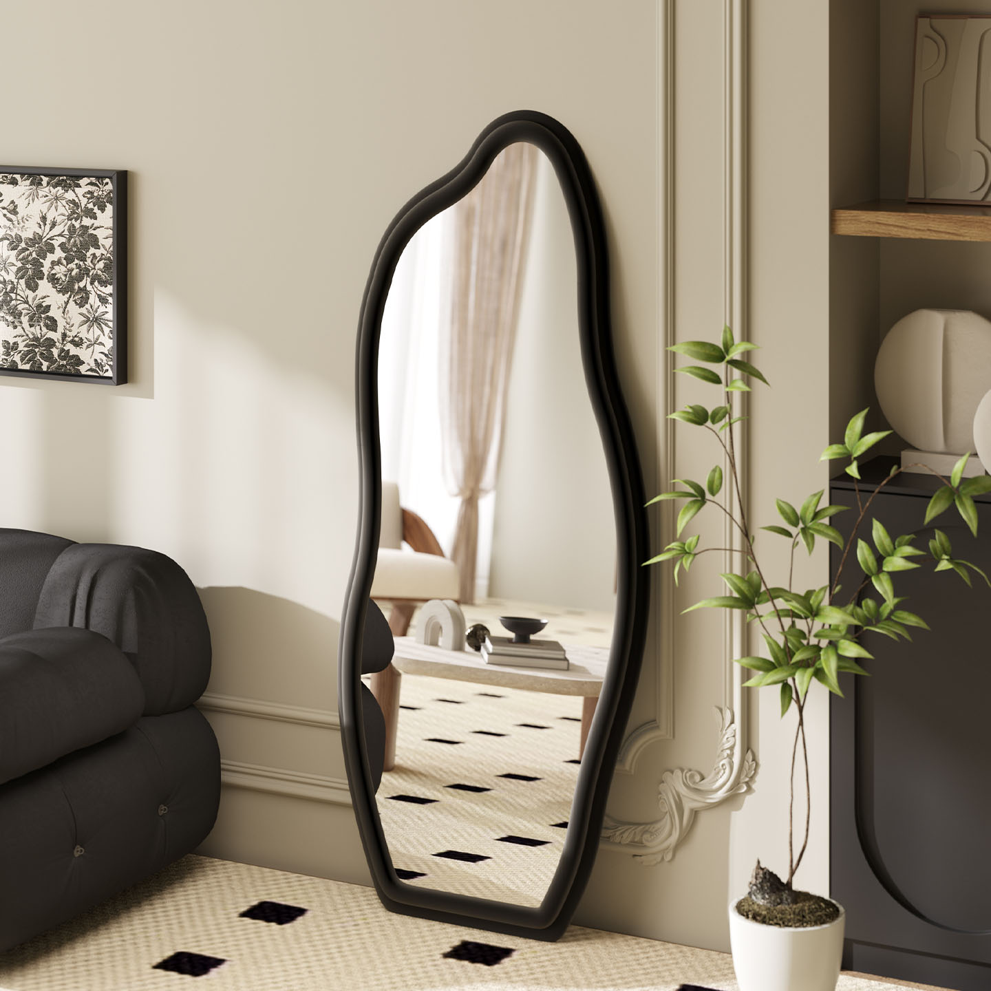 异形网红爆款全身绒布试衣镜