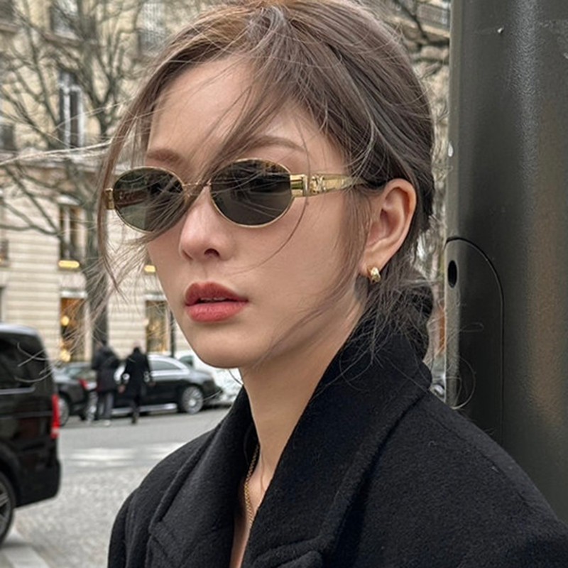法式复古椭圆形墨镜女款金属小框太阳镜港风欧美辣妹防晒眼镜街拍