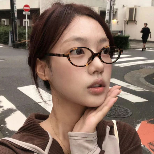 张元英同款眼镜复古玳瑁色小框
