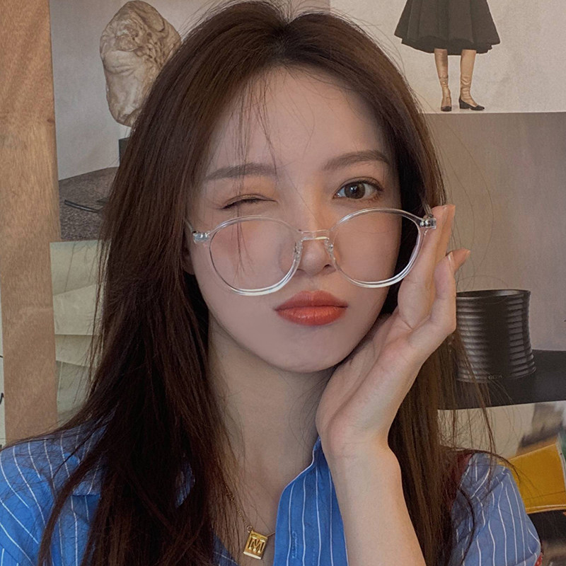日系小清新圆框透明眼镜框架女超轻素颜近视眼镜可配度数学生复古