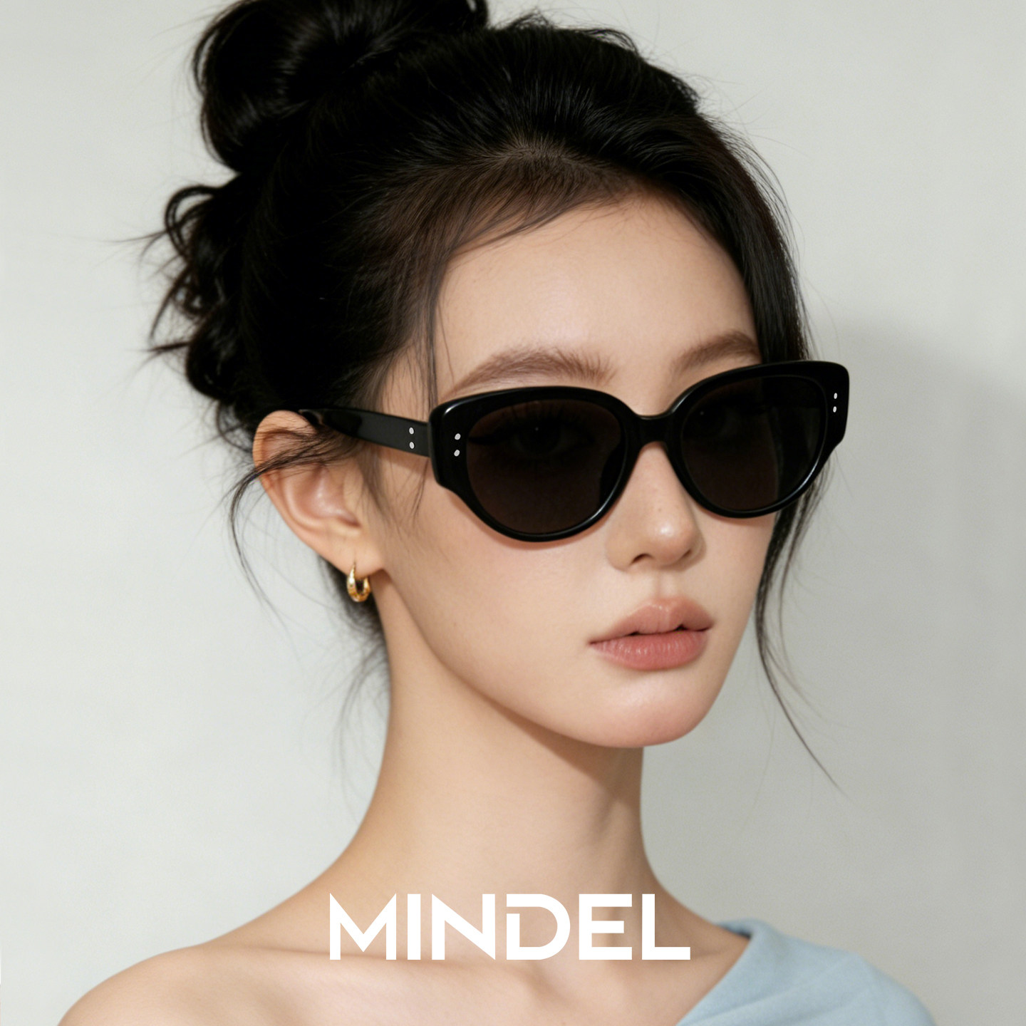 高级感猫眼太阳眼镜女士折叠可携式偏光遮阳海边太阳眼镜抗UV可配
