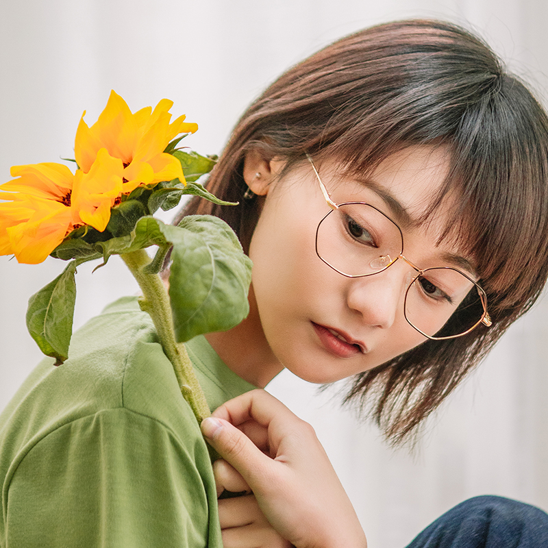 速发文艺多古形框风复边金属镜框小框近视度数可配