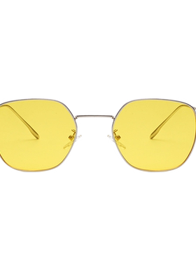 美式风复古时尚透黄色金属框