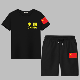 【套装/上衣】军迷男式休闲大码套装夏季短裤T恤中国运动套装