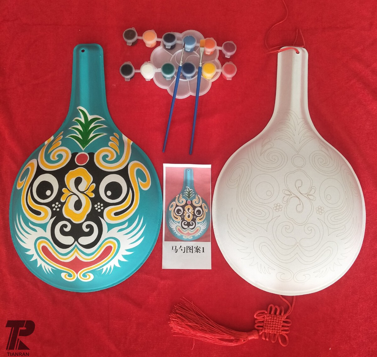 春夏2021儿童创意马勺葫芦纸浆手绘脸谱画填色白胚艺术装饰挂件