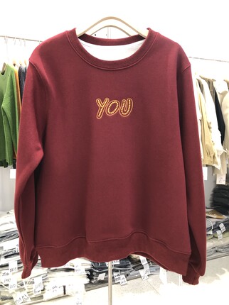 ALIN高级感字母刺绣加绒卫衣女2025冬新款小个子简约百搭宽松上衣