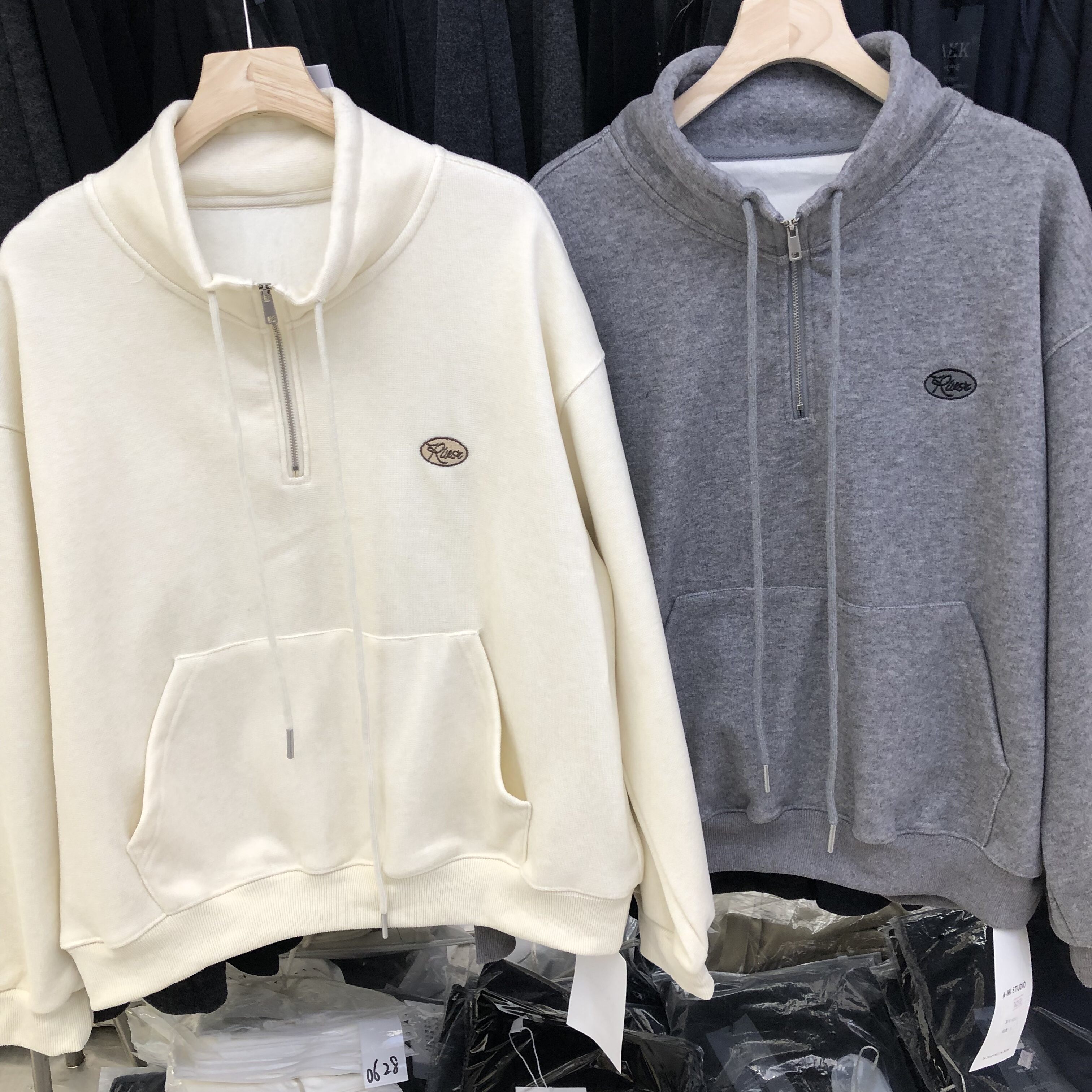 AMI 立领半拉链加绒羊绒刺绣卫衣女冬季2025新款爆款宽松长袖上衣