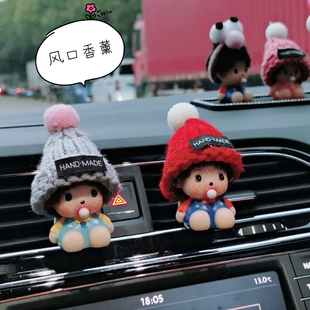 新可愛創(chuàng)意高檔汽車空調(diào)出風(fēng)口香水內(nèi)飾車內(nèi)香水夾車載香水蒙奇奇
