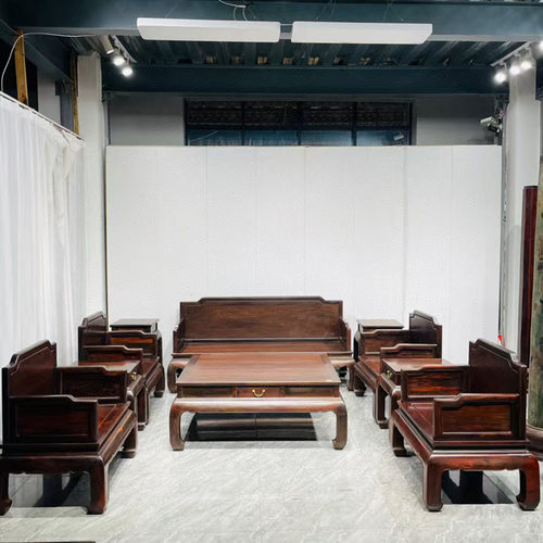 红木家具大红酸枝明式沙发十一件套交趾黄檀宝座沙发红木沙发组合