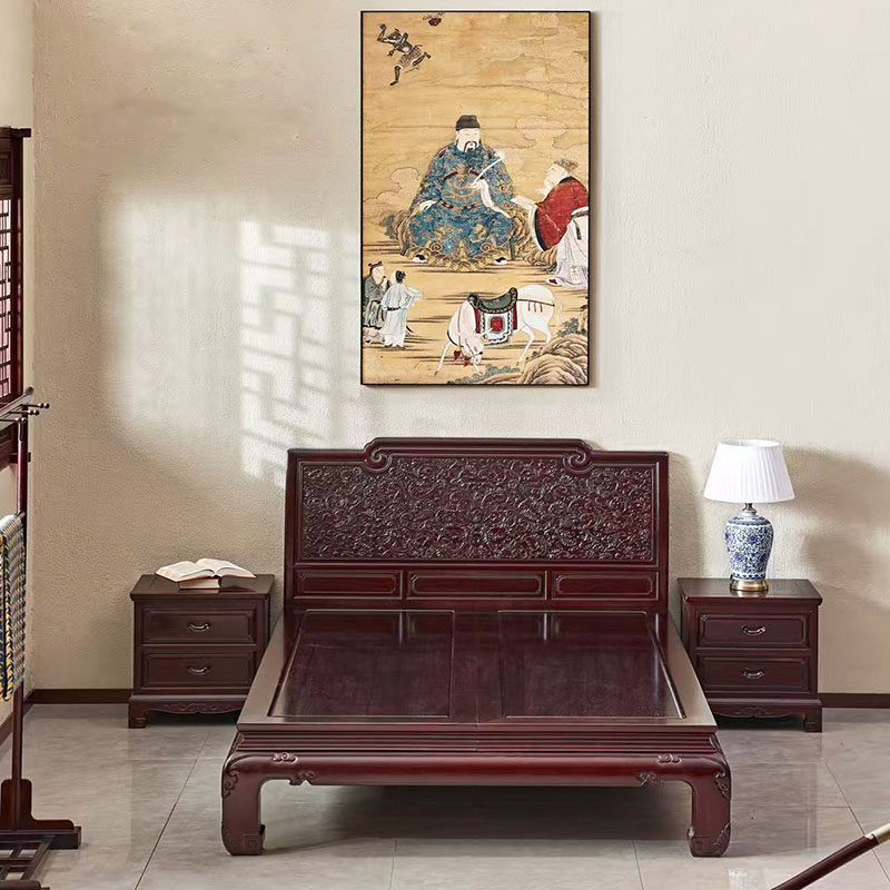 赞比亚紫檀西番莲高低床三件套中式全实木主卧双人床婚床红木家具,住宅家具,红木床,淘宝优惠券,粉丝福利购,淘宝优惠卷