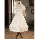 小个子出门复古轻婚纱显瘦2025新款 缎面领证礼服旅拍影楼宫廷风白