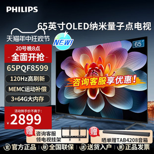 飞利浦65英寸QLED 4K超高清120Hz护眼智能语音网络电视机PQF8599