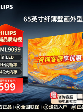 飞利浦65英寸MiniLED  288Hz超薄护眼智慧屏4+64G壁画电视9099