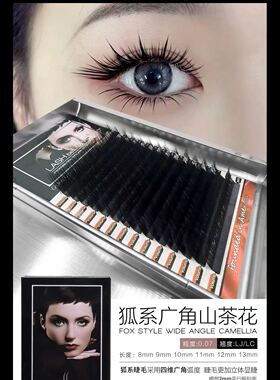 LASHbeLONG0.07单根多取睫毛嫁接L型广角LC狐猫系山茶花漫画美睫