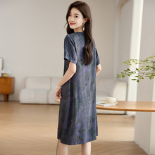 莱赛尔天丝连衣裙女夏2025新款高端气质妈妈减龄显瘦休闲印花裙子