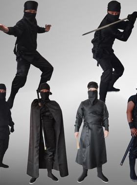 古装蒙面服刺客服夜行衣忍者男女黑衣人武侠勇士角色扮演类演出服