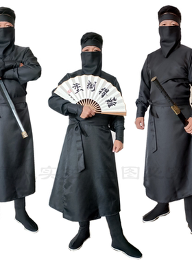 改良古装蒙面服刺客服夜行衣男女黑衣人武侠勇士角色扮演类演出服