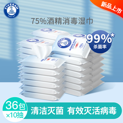 五羊杀菌清洁便携酒精消毒湿巾