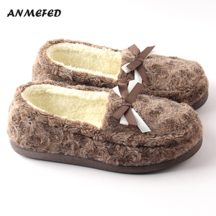 出口新品女士秋冬保暖包跟拖鞋防滑月子豆豆棉鞋软底居家用棉拖鞋