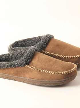 出口英国男士厚底大码保暖秋冬橡胶软底加厚半包跟居家用棉拖鞋