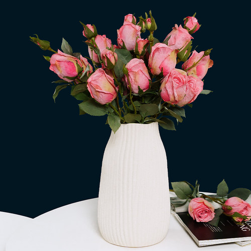 高档仿干花玫瑰花束假花仿真花摆设客厅塑料花高端装饰花卉摆件