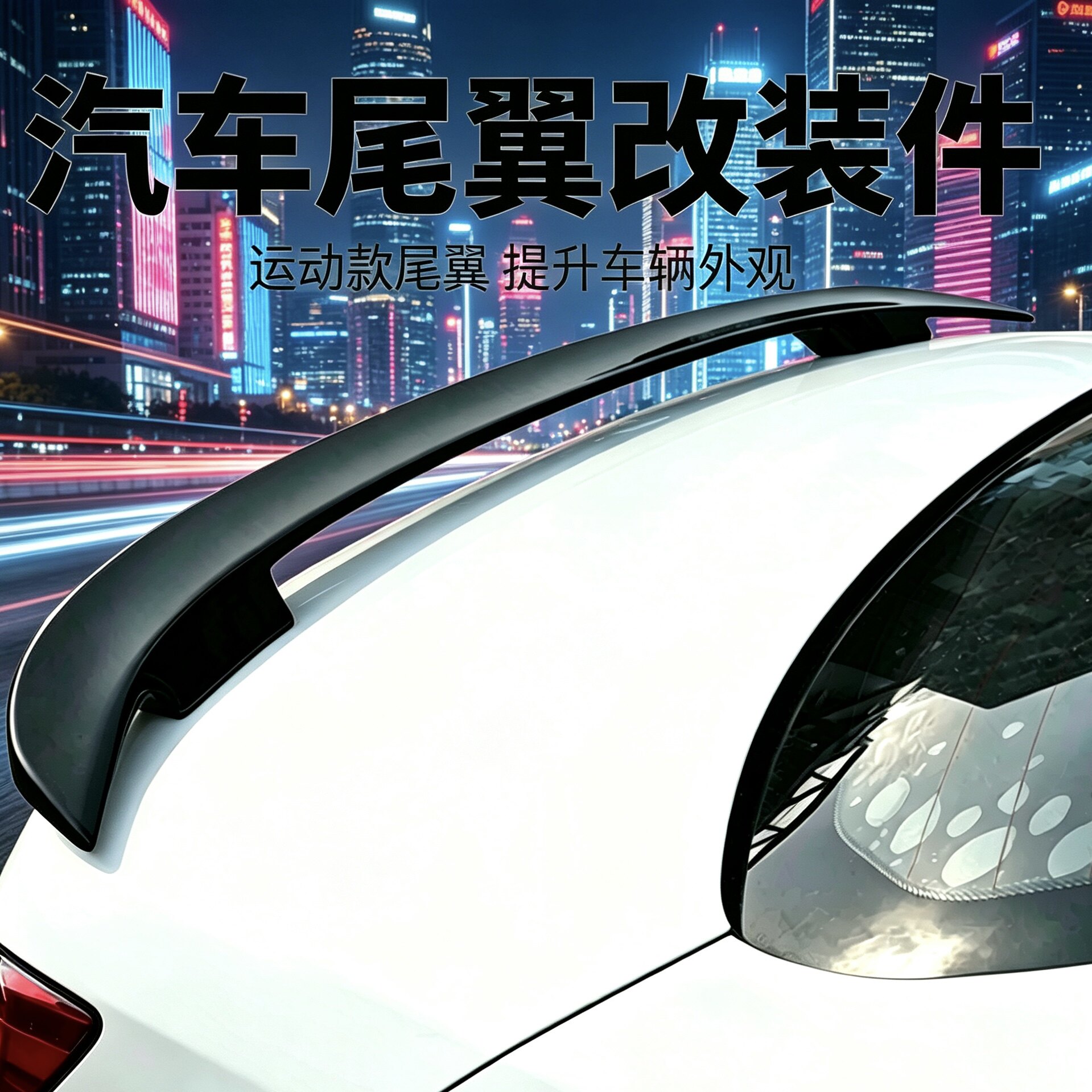 三厢车通用尾翼免打孔改装跑车翼汽车尾翼无损安装运动烤漆飞机翼