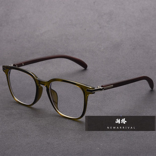 韩系橄榄绿色TR90防蓝光平光镜男仿木纹素颜百搭超轻近视眼镜框潮
