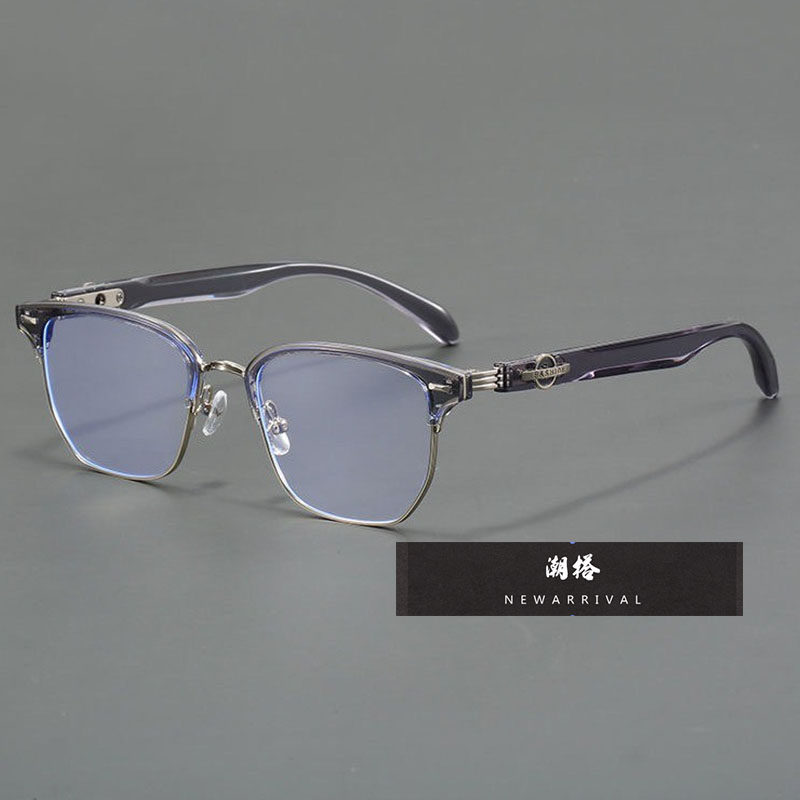 新款复古高级感半款眼镜个性商务风近视可配度数时尚英伦潮流小众