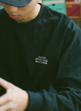 DAKYAM(达人) 秋冬文字slogan印花套头圆领纯棉休闲长袖TEE恤男女