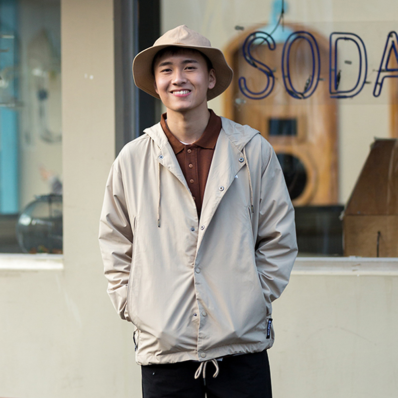 薄款连帽风衣秋冬百搭教练夹克