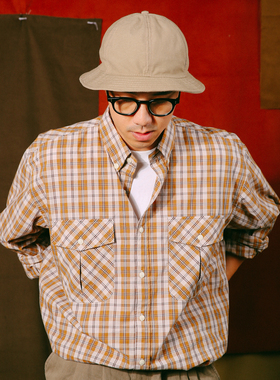 DAKYAM(达人)Plaid Loose Shirt 复古日系色织格纹宽松日系衬衫