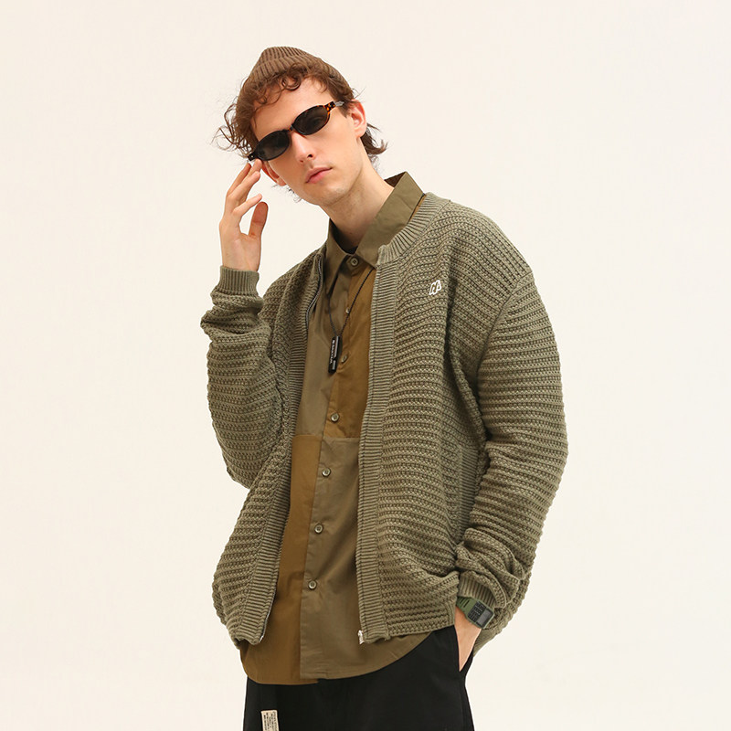 dakyam珠地纹理开胸秋冬宽松外套