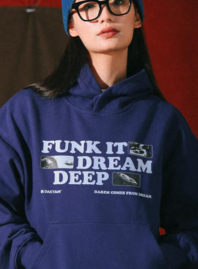 DAKYAM(达人) Funk Dreamer 律动梦旅短款套头美式字母连帽卫衣