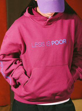 DAKYAM(达人)Less Is Poor 480g重磅套头短款宽松秋冬卫衣连帽衫