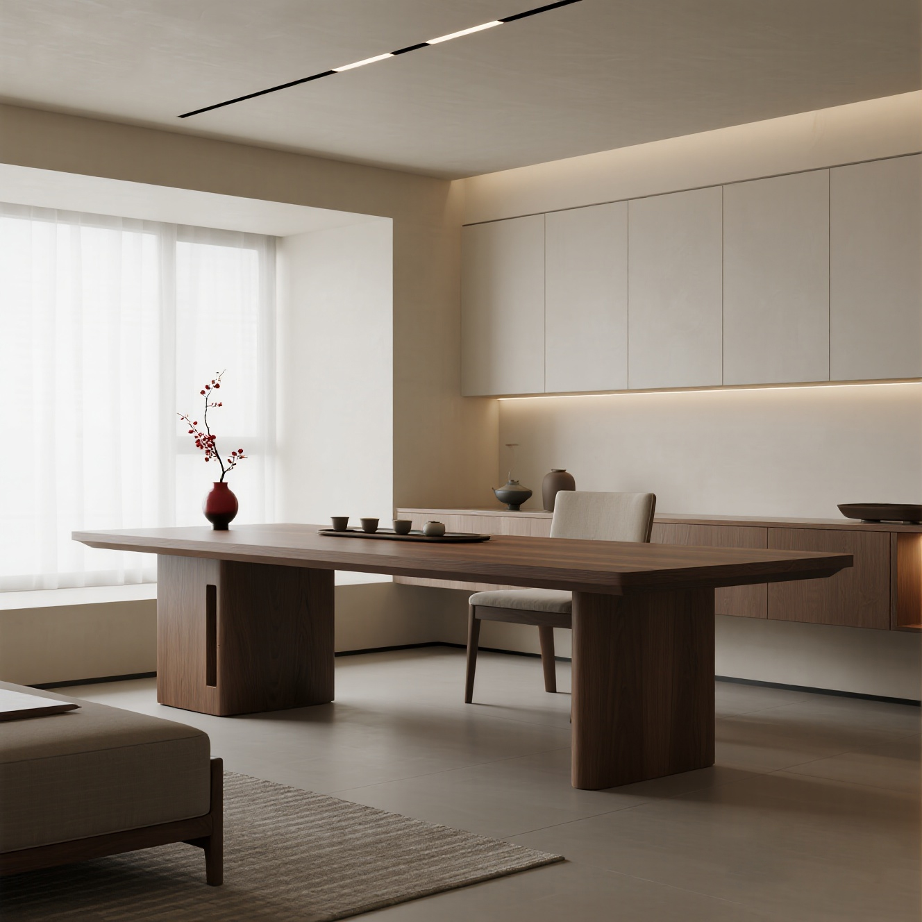 别墅简约宋式美学国风黑胡桃白蜡木茶桌椅组合客厅家用办公室茶台