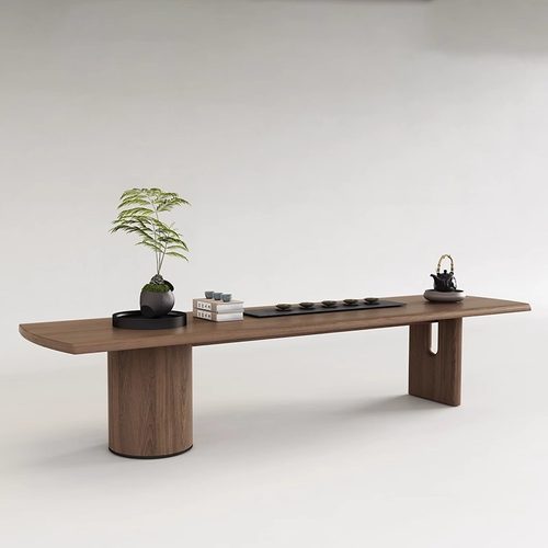 宋式美学禅意黑胡桃白蜡木休闲茶台客厅家用别墅简约办公室泡茶桌